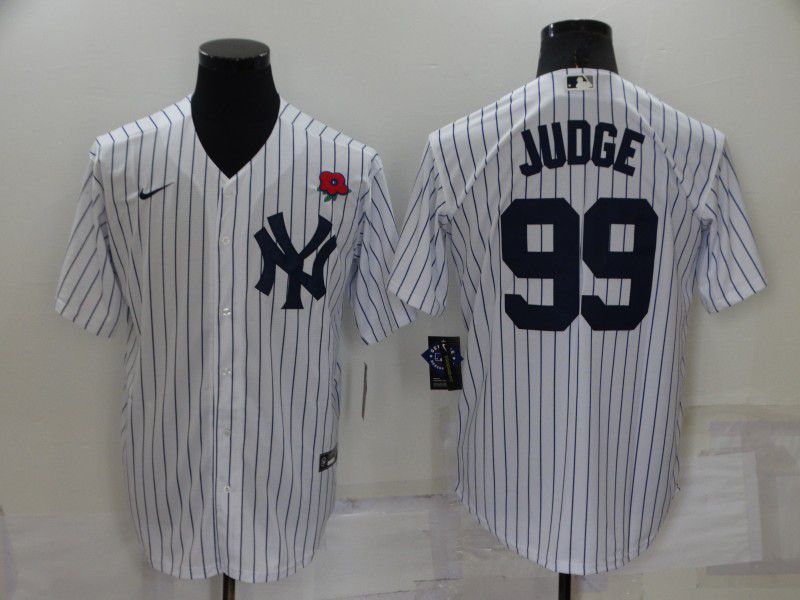 Men New York Yankees #99 Judge White Strip Game 2022 Nike MLB Jersey